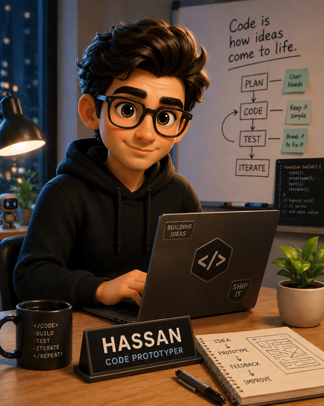 Hassan at work - Code Prototyper