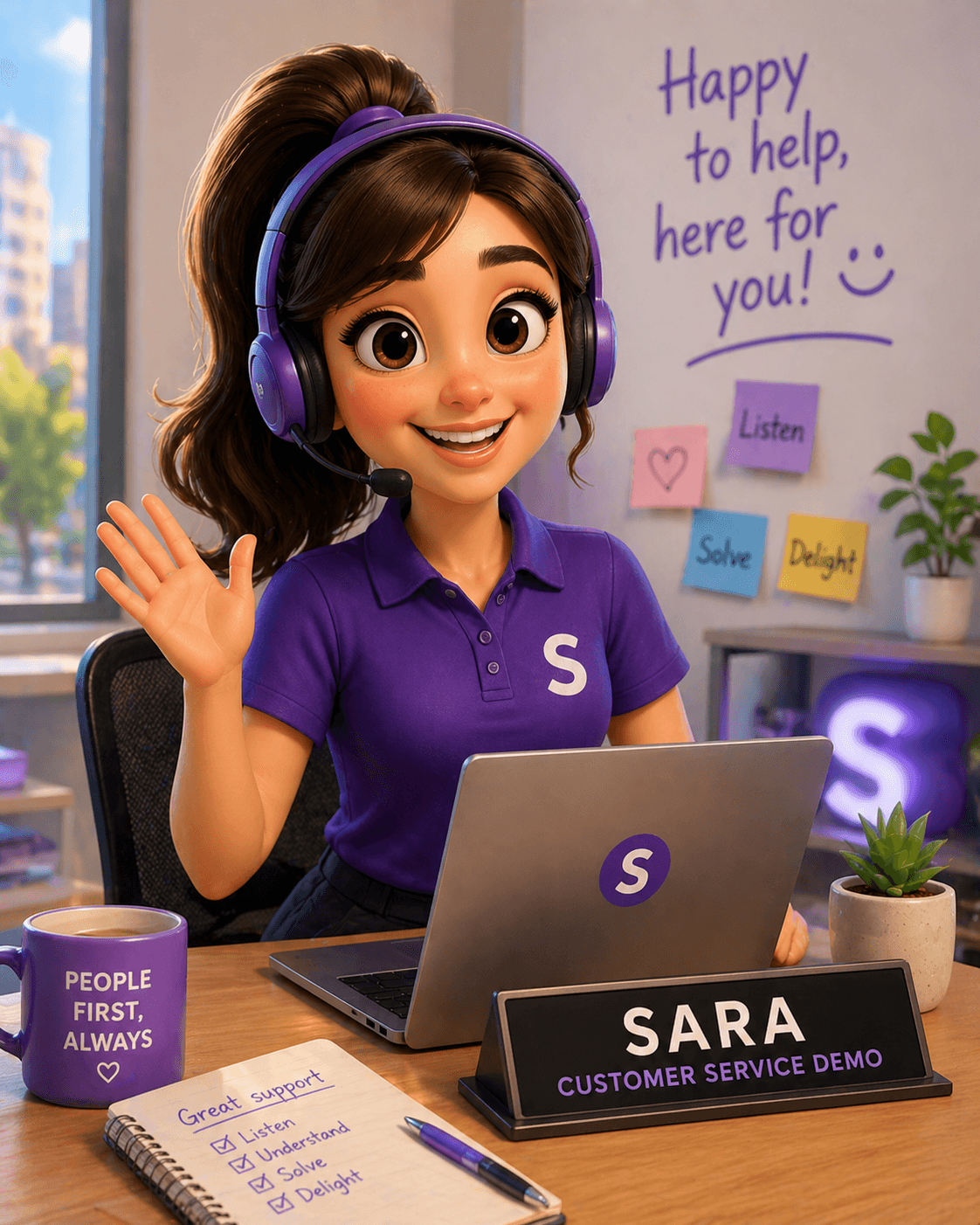 Sara at work - Customer Service Demo